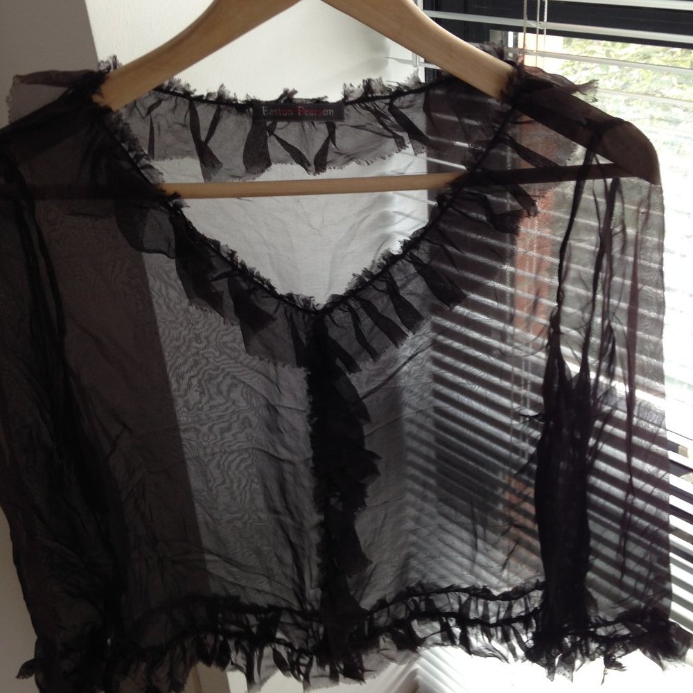 From Bergdorf Goodman Vintage Designer Easton Pearson Chocolate Sheer Blouse, 12